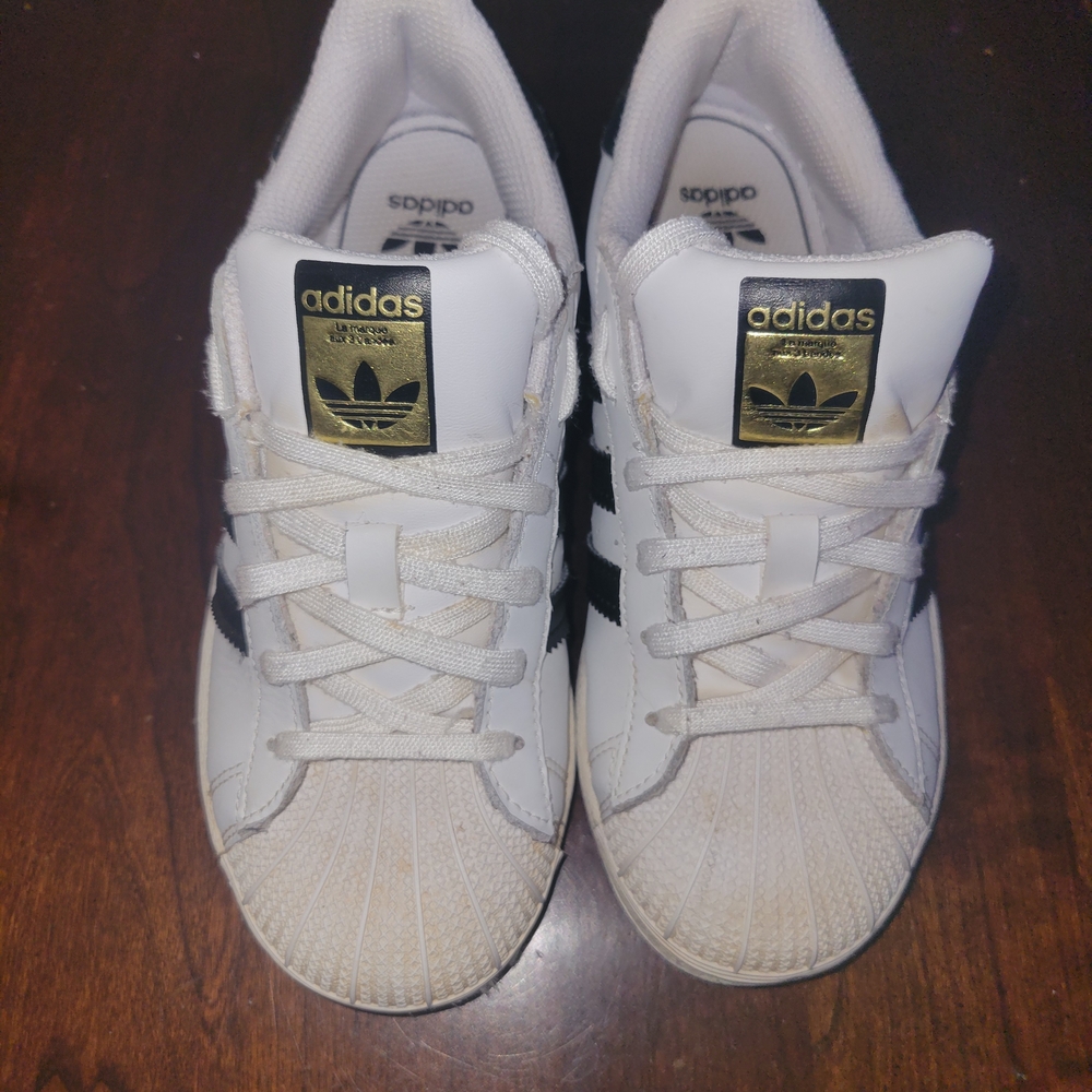 adidas Kids White and Black Superstar Sneakers